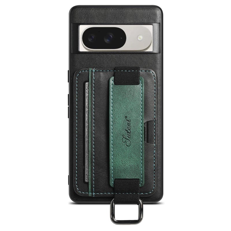 Suteni For Googel Pixel 10 H13 Card Wallet Wrist Strap Holder Pu Phone Case(Black) - Image 1
