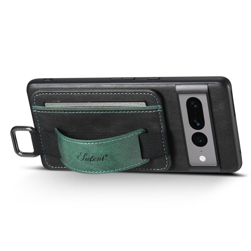 Suteni For Googel Pixel 10 H13 Card Wallet Wrist Strap Holder Pu Phone Case(Black) - Image 2