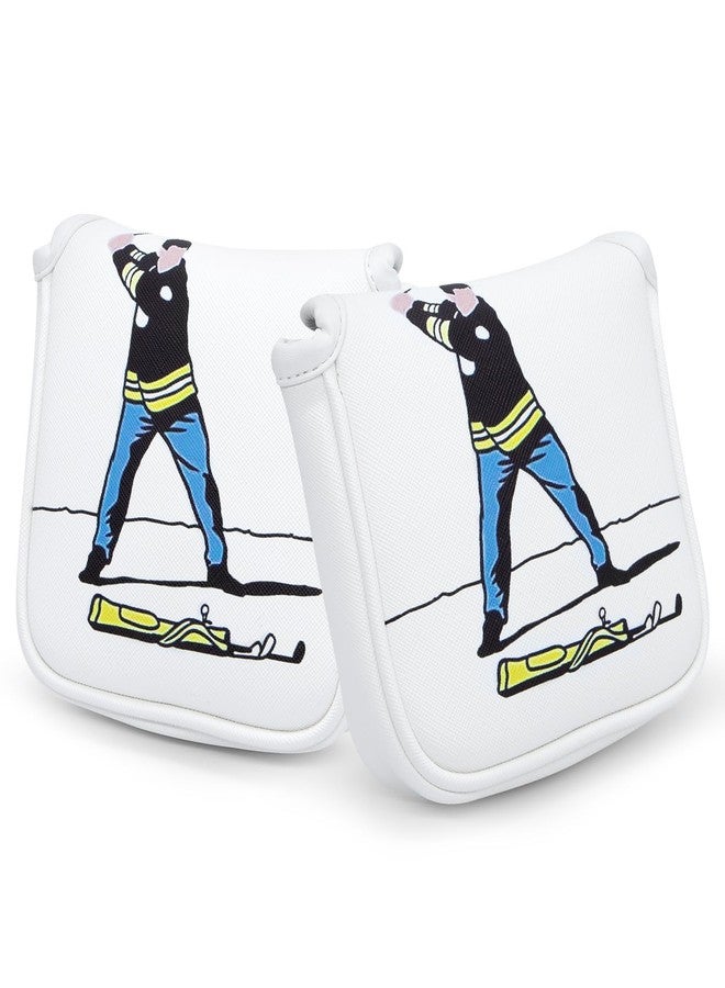 barudan golf Funny Golf Putter Cover Square Mallet Putter Headcover - White Synthetic Leather Golf Club Covesr for Mallet Putters fits for All Brand - Image 3