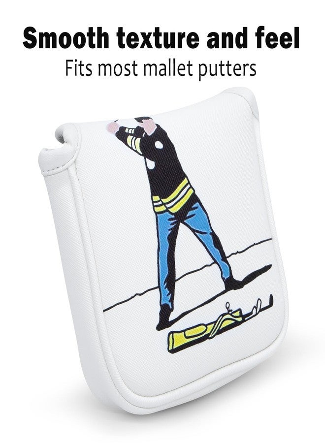 barudan golf Funny Golf Putter Cover Square Mallet Putter Headcover - White Synthetic Leather Golf Club Covesr for Mallet Putters fits for All Brand - Image 4