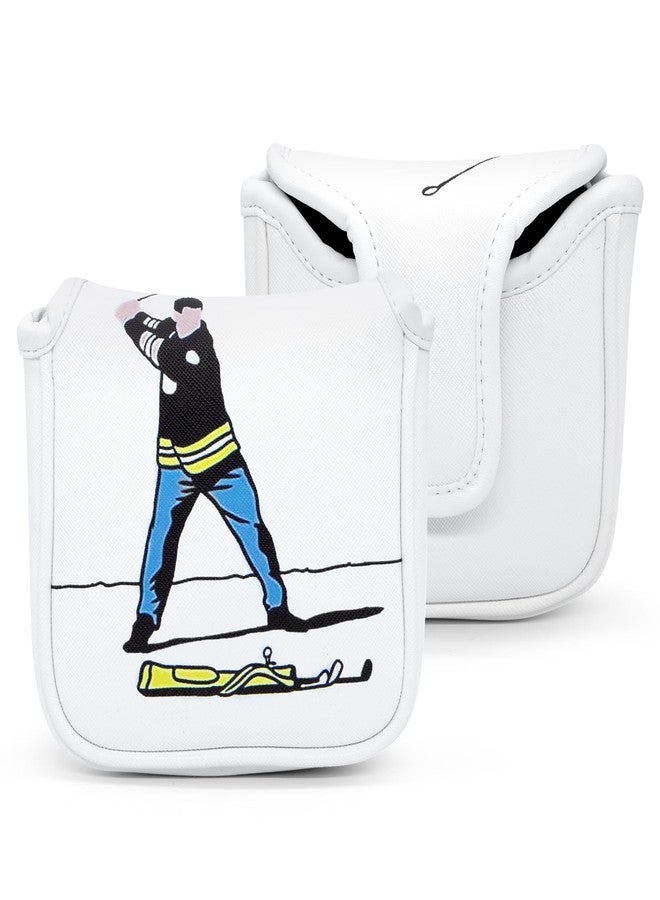 barudan golf Funny Golf Putter Cover Square Mallet Putter Headcover - White Synthetic Leather Golf Club Covesr for Mallet Putters fits for All Brand - Image 2