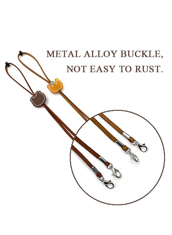 2 Pcs Cartoon Adjustable Mask Holder Strap, Relieve Ear Pressure Elastic Face Mask Cover Rope, Comfortable Fun Glasses Lanyard String Hooks (Brown) - Image 3