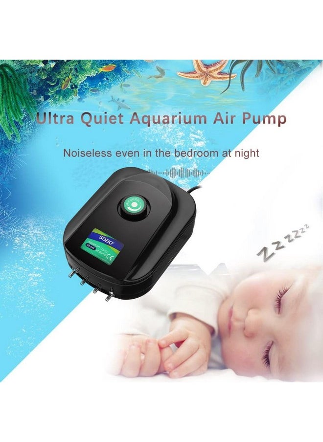 VAYINATO Sobo SB-948 Air Pump for Aquarium Fish Tank with Free Airtube and Air Stone | 4 Outlet | Power : 8W | Output : 4 * 3L/min | Pressure : 0.02Mpa  - Image 2