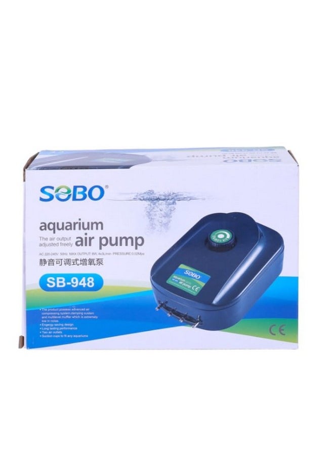 VAYINATO Sobo SB-948 Air Pump for Aquarium Fish Tank with Free Airtube and Air Stone | 4 Outlet | Power : 8W | Output : 4 * 3L/min | Pressure : 0.02Mpa  - Image 5