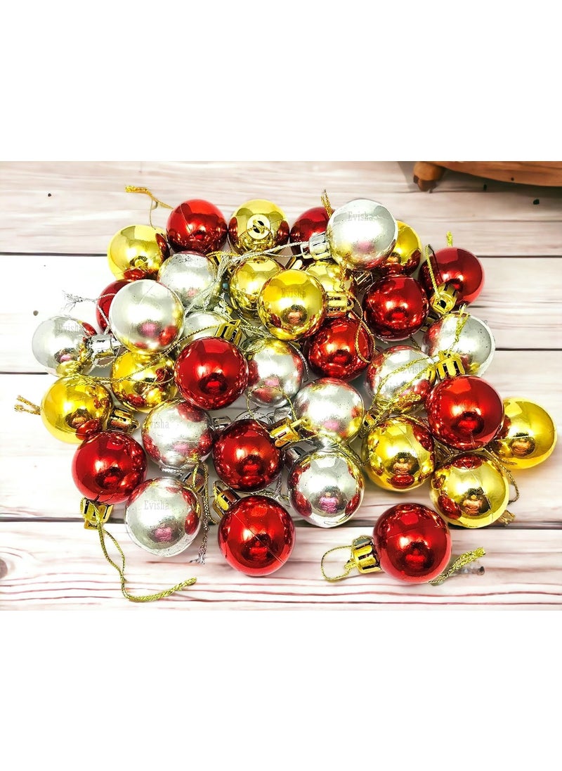 Lazybeee Lazybeee 36 Pcs Red Golden Silver Balls Christmas Tree Hanging Decoration Christmas Balls  - Image 1