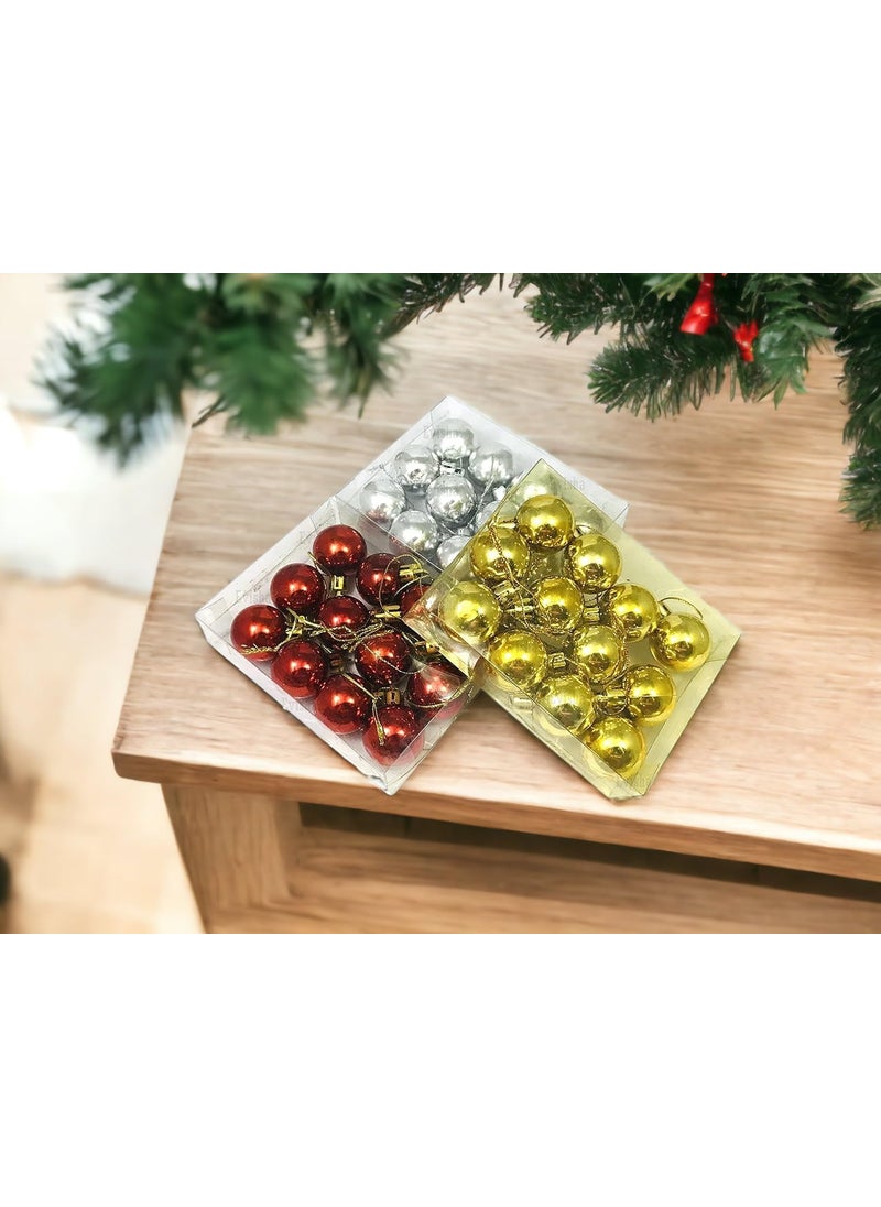 Lazybeee Lazybeee 36 Pcs Red Golden Silver Balls Christmas Tree Hanging Decoration Christmas Balls  - Image 5