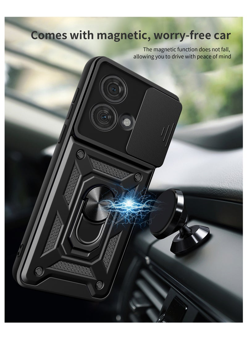 Generic - Motorola Edge 40 Neo 5G Mobile Phone Case Cover, Slide Camera Lens Cover + 360°Rotating Kickstand Ring + Bumper Shockproof Phone Case - Image 1