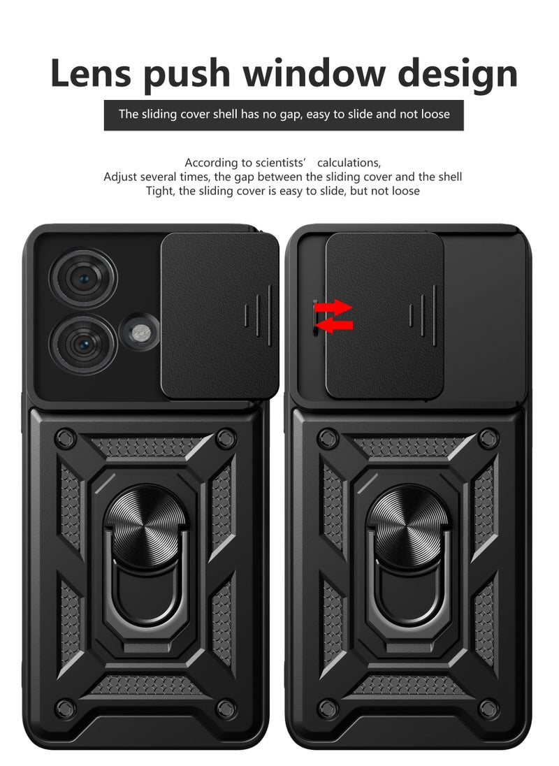 Generic - Motorola Edge 40 Neo 5G Mobile Phone Case Cover, Slide Camera Lens Cover + 360°Rotating Kickstand Ring + Bumper Shockproof Phone Case - Image 1