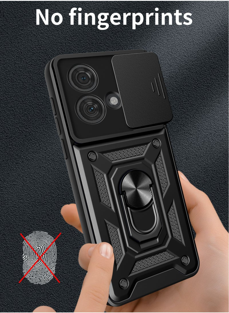 Generic - Motorola Edge 40 Neo 5G Mobile Phone Case Cover, Slide Camera Lens Cover + 360°Rotating Kickstand Ring + Bumper Shockproof Phone Case - Image 1