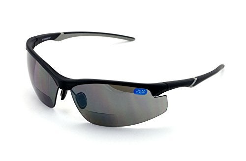 V.W.E. Bifocal High Performance Protective Safety Glasses Light Mirror Tint Bifocal - Reader - Sunglasses Ansi Z87.1 (Matte Black, 1.50) - Image 1