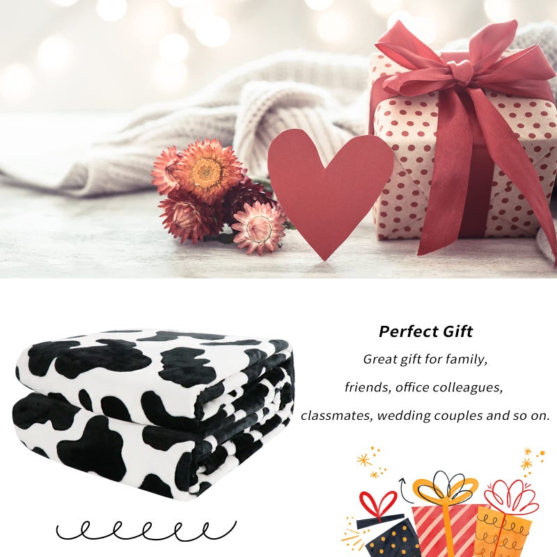 SEEGU Soft Black and White Blanket Throw Cow Print Gifts Stuff 50x60inch Lightweight Cozy Fuzzy Fleece Blanket for Women Men Teenage Girls Boys Bed Couch - Image 5