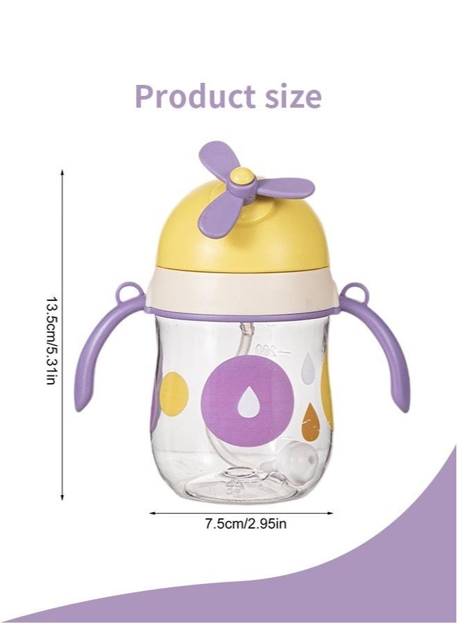 MIXDE Baby Straw Bottle Toddler Water Bottle Sippy Cup for Baby 6-12 Months Baby Straw Cup Sipper Bottle for Kids with Handles 300ml (Purple) - Image 2