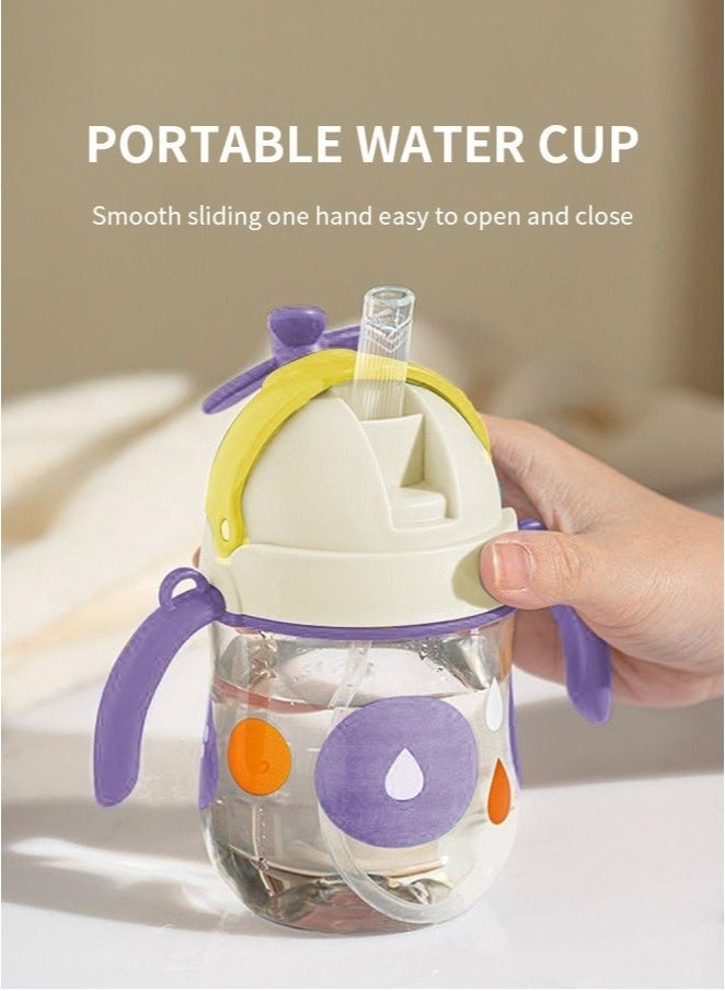 MIXDE Baby Straw Bottle Toddler Water Bottle Sippy Cup for Baby 6-12 Months Baby Straw Cup Sipper Bottle for Kids with Handles 300ml (Purple) - Image 5