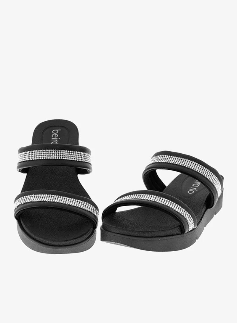 Beira Rio Black Flat Sandals for Women – Stylish Ladies Flat Sandals & Comfortable Flat Slippers for Women | Best Price UAE