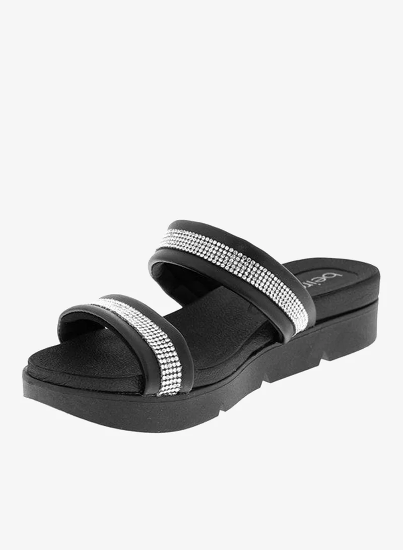 Beira Rio Black Flat Sandals for Women – Stylish Ladies Flat Sandals & Comfortable Flat Slippers for Women | Best Price UAE