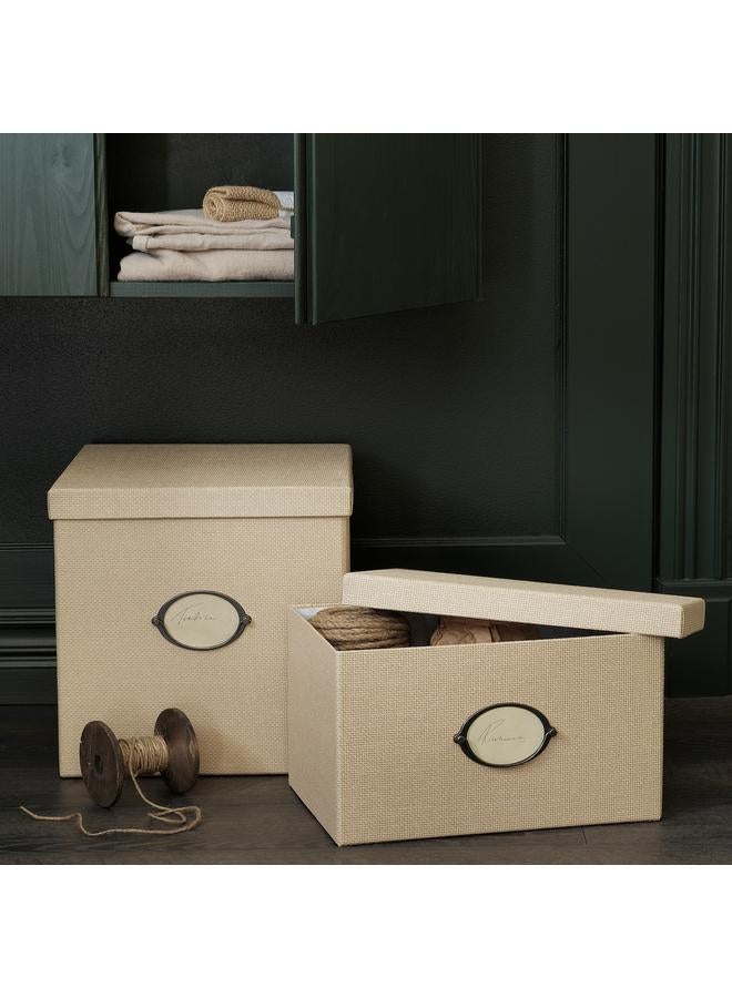 erorex Storage box with lid, beige, 32x35x32 cm - Image 2