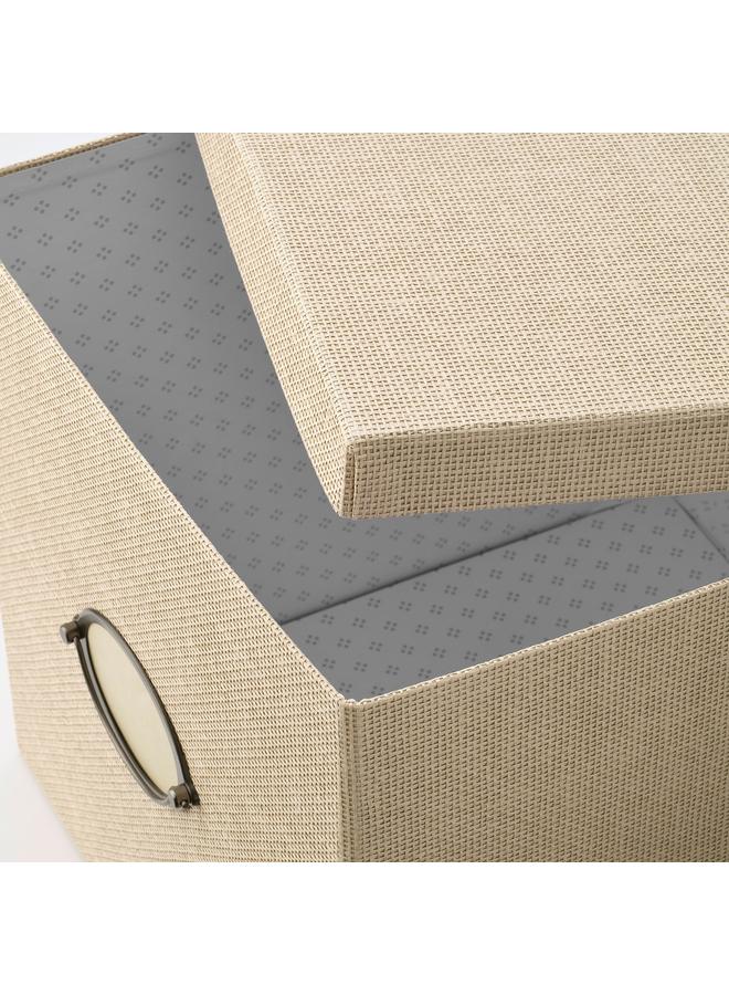 erorex Storage box with lid, beige, 32x35x32 cm - Image 4