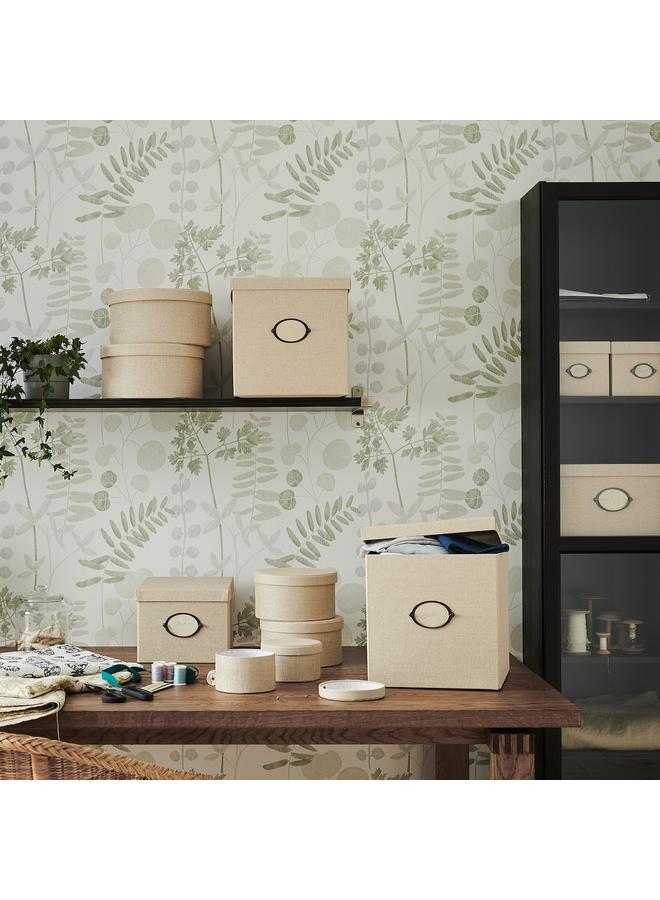 erorex Storage box with lid, beige, 32x35x32 cm - Image 5