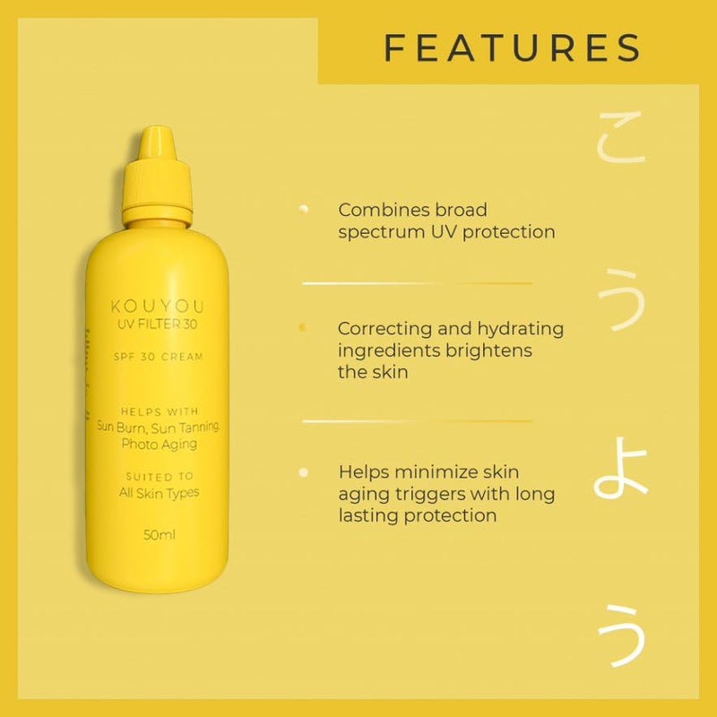 KANPEKI واقي شمس كانبيكي كوييو فلتر SPF 30 للحماية من حروق الشمس والتسمير خفيف الوزن واسع الطيف PA بدون أثر أبيض مناسب لجميع أنواع البشرة 50 مل - Image 3