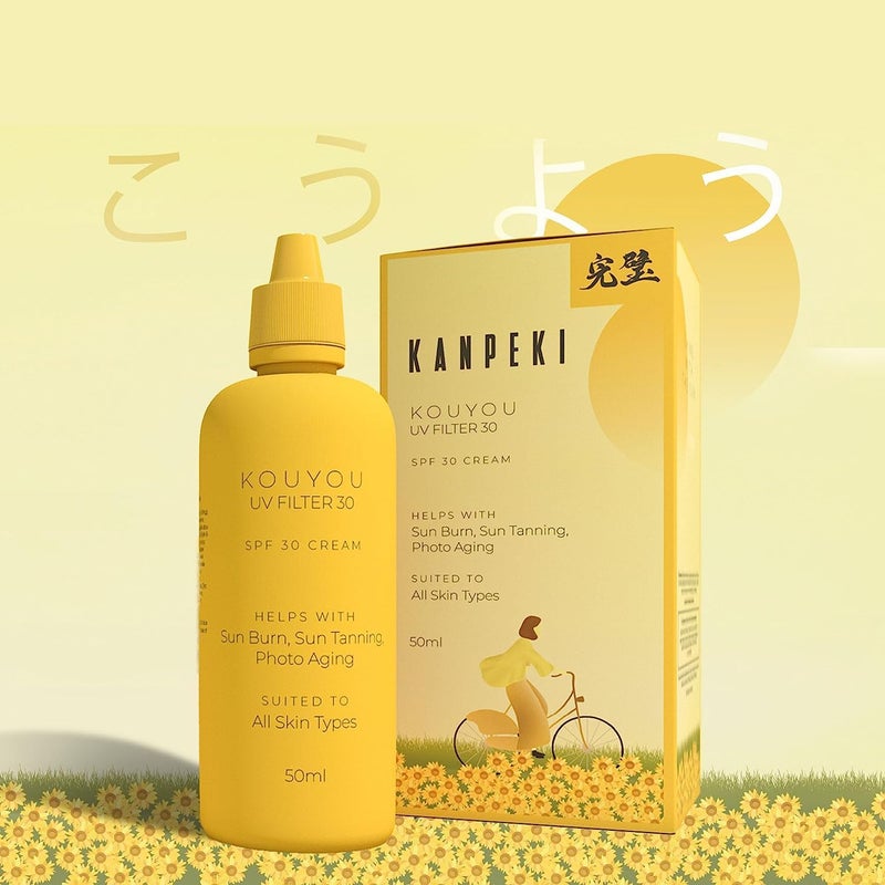 KANPEKI واقي شمس كانبيكي كوييو فلتر SPF 30 للحماية من حروق الشمس والتسمير خفيف الوزن واسع الطيف PA بدون أثر أبيض مناسب لجميع أنواع البشرة 50 مل - Image 2