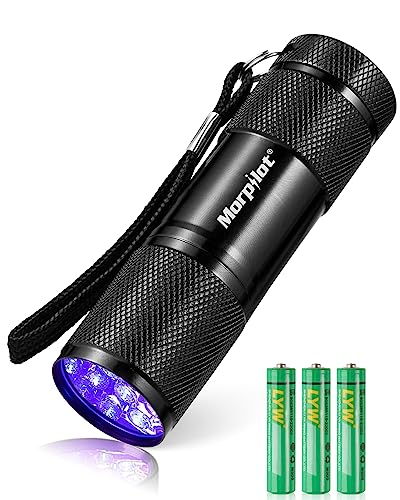 Morpilot Black Light Flashlight Mini UV Flashlight 395nm Blacklight Flashlights 9 Led Pet Urine Detector Light for DogCat Dry Stains Resin Curing Bed Bug