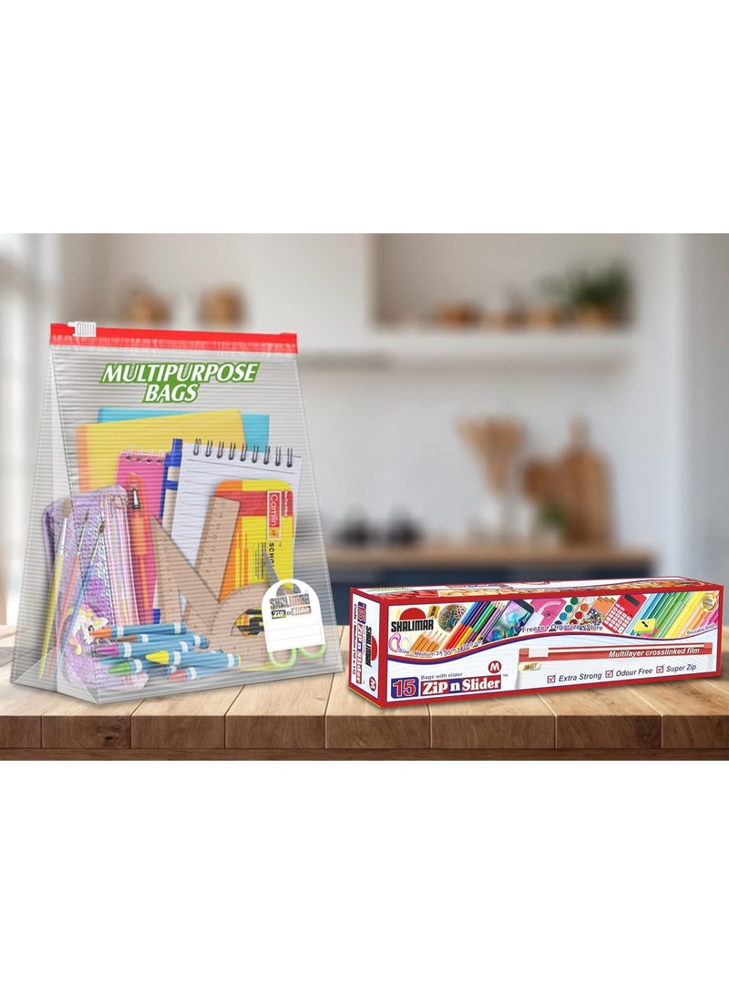 شاليمار حقيبة شاليمار بسحاب 'آن' لوك قابلة لإعادة الاستخدام بحجم (متوسط) حقيبة بسحاب/حقيبة خضار/حقيبة تجميد/حقيبة تخزين متعددة الأغراض بحجم -3 (45 كيس) اللون - طبيعي - Image 3