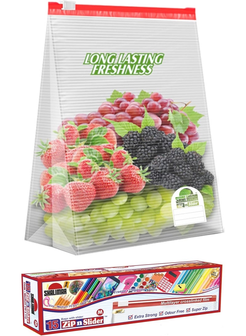 شاليمار حقيبة شاليمار بسحاب 'آن' لوك قابلة لإعادة الاستخدام بحجم (متوسط) حقيبة بسحاب/حقيبة خضار/حقيبة تجميد/حقيبة تخزين متعددة الأغراض بحجم -3 (45 كيس) اللون - طبيعي - Image 1