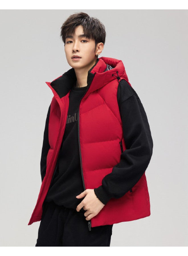 YaYa Autumn/winter Hooded Down Vest, High Inclusivity, Zipper Pockets, Warmth, Couple's Style Vest - Image 1