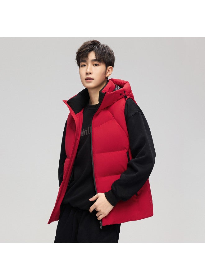 YaYa Autumn/winter Hooded Down Vest, High Inclusivity, Zipper Pockets, Warmth, Couple's Style Vest - Image 2