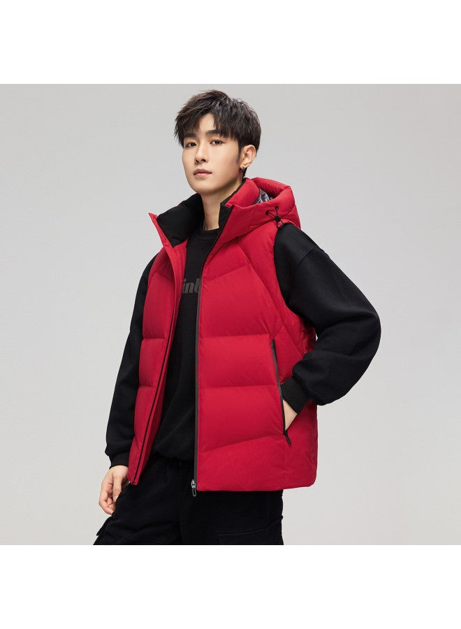 YaYa Autumn/winter Hooded Down Vest, High Inclusivity, Zipper Pockets, Warmth, Couple's Style Vest - Image 5