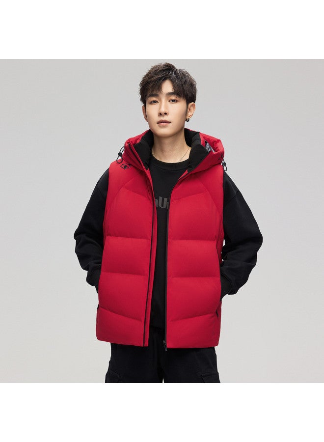 YaYa Autumn/winter Hooded Down Vest, High Inclusivity, Zipper Pockets, Warmth, Couple's Style Vest - Image 4