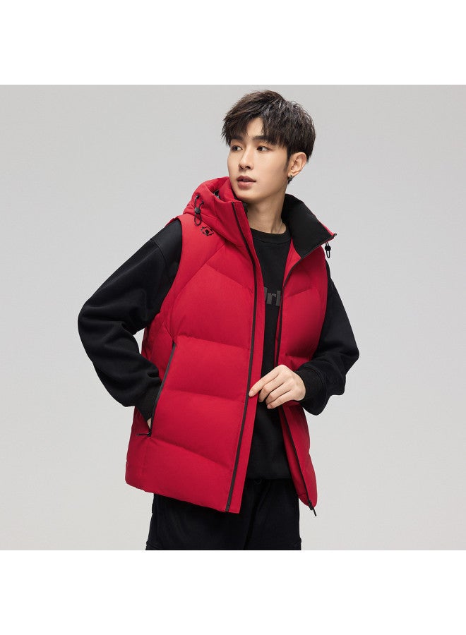 YaYa Autumn/winter Hooded Down Vest, High Inclusivity, Zipper Pockets, Warmth, Couple's Style Vest - Image 3