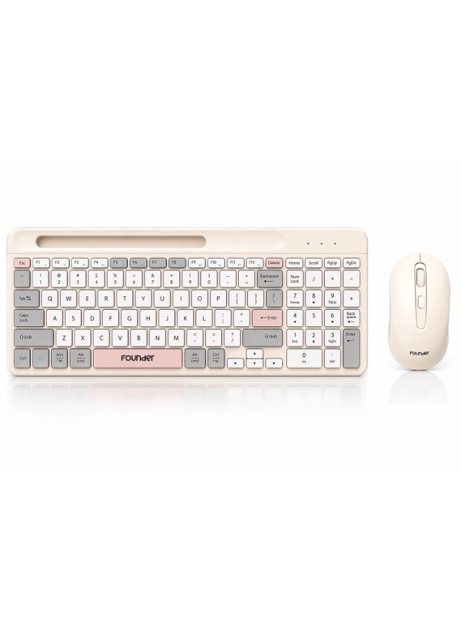 founder KN500 Wireless Keyboard and Mouse Combo with Tablet Stand, 2.4GHz, Scissor Switch, 1600 DPI, Compatible with Windows & Mac (Green) - Image 1