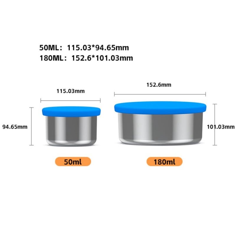 Stainless Steel Snack Containers: 2 Pack Leak Proof Small Metal Food Containers with Silicone Lids Dark Blue - Image 4