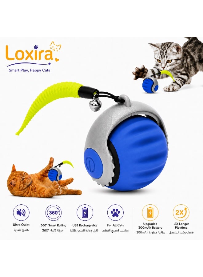 Cat Toys – Automatic Cat Ball, 360° Rotating Smart Cat Toy for Indoor Cats, Quiet USB Rechargeable Interactive Moving Ball, Ideal Gift for Adult Cats and Kittens