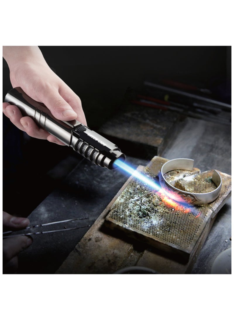 GREEN LION Jet Flame Windproof Lighter 183ml / Refillable / Cooling Holes / Safety Lock / Ergonomic Design - Silver  - Image 3