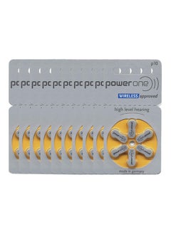 باور ون بطاريات PowerOne P10 لسماعات الأذن، خالية من الزئبق، عالية الأداء، بطارية رقمية صغيرة، 60 قطعة، 1.45 فولت (أصفر)  - Image 2