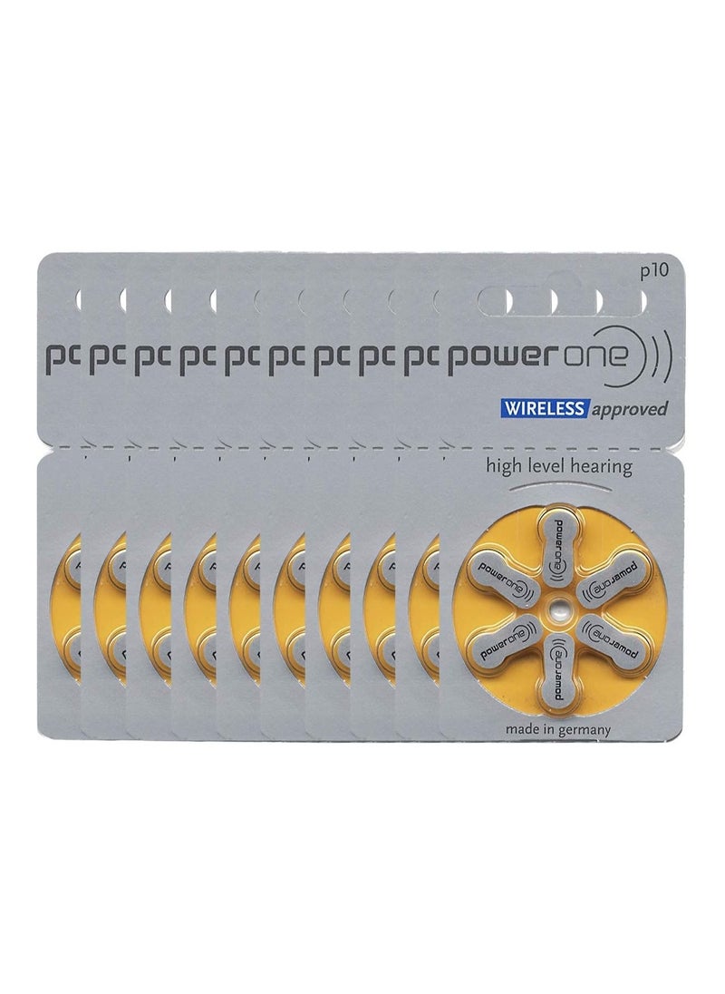 Power One PowerOne P10 Hearing Aid Batteries Mercury Free High Performance Mini Digital Battery 60 PCS 1.45V (Yellow)  - Image 2