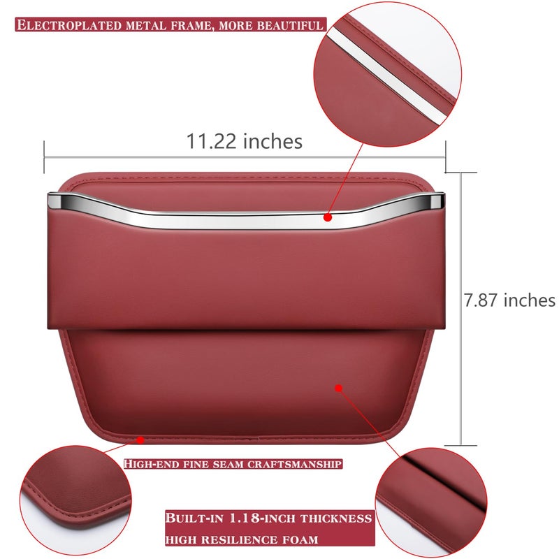 HOLDCY Car Seat Gap Filler Organizer - Leather Console Side Pocket Seat Storage - Stylish and Practical Car Accessories for Cars,SUV,Truck (Red - 1 Pack) - Image 3
