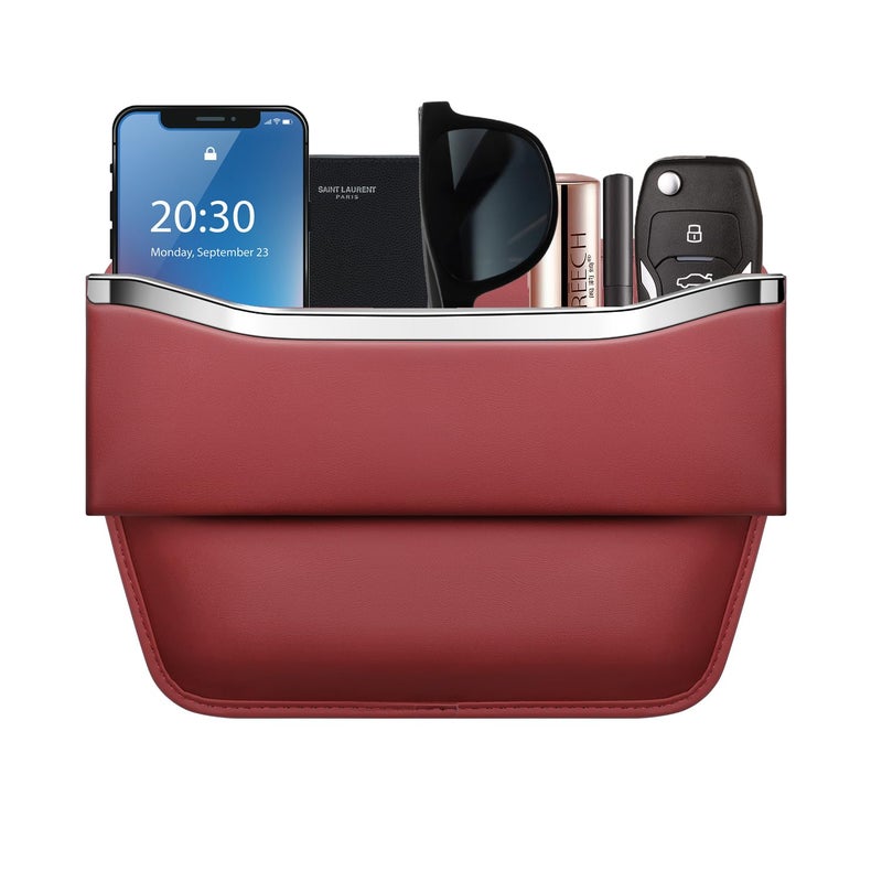 HOLDCY Car Seat Gap Filler Organizer - Leather Console Side Pocket Seat Storage - Stylish and Practical Car Accessories for Cars,SUV,Truck (Red - 1 Pack) - Image 1