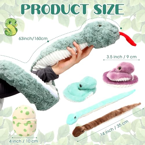 Leitee Giant Snake Stuffed Animal 63 Inch Large Mommy with 4 Babies 2 Eggs Realistic Stuffed Snake with Babies for Kids Christmas Halloween Favors Prank Props GiftsVivid Style - Image 5