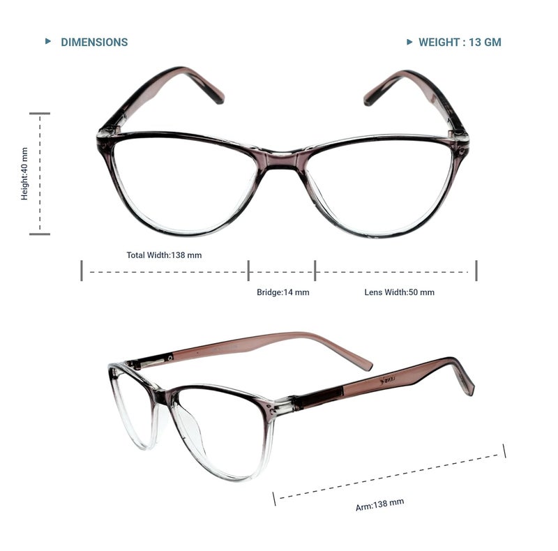 Lens + Lensplus Cateye Shape TR Full Rim Eyeglasses with Lightweight Unisex Eyewear for Men & Women | Stylish Computer & Daily Use Frame - Image 5