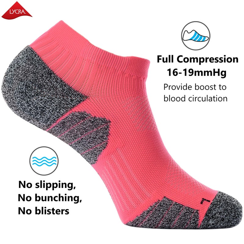 CWVLC Unisex Cushioned Compression Athletic Ankle Socks Multipack, 3-pairs Watermelon, M (7.5-10 W US/ 6-8.5 M US) - Image 3