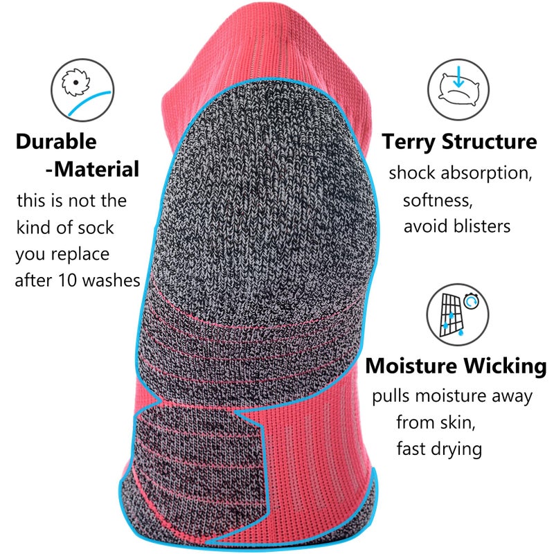 CWVLC Unisex Cushioned Compression Athletic Ankle Socks Multipack, 3-pairs Watermelon, M (7.5-10 W US/ 6-8.5 M US) - Image 4