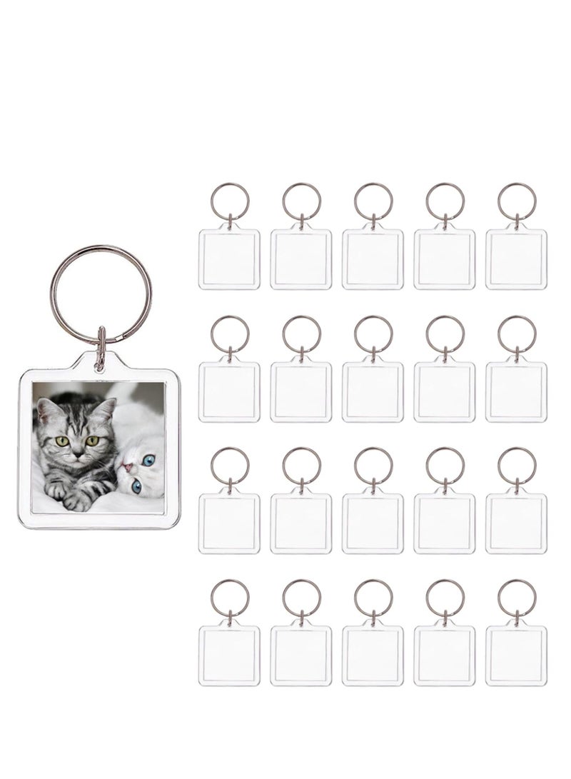 SYOSI 20Pcs Acrylic picture Keychain Blanks Photo Keychain Clear in Photo Keychain Acrylic Picture Frame Keyrings - Image 1