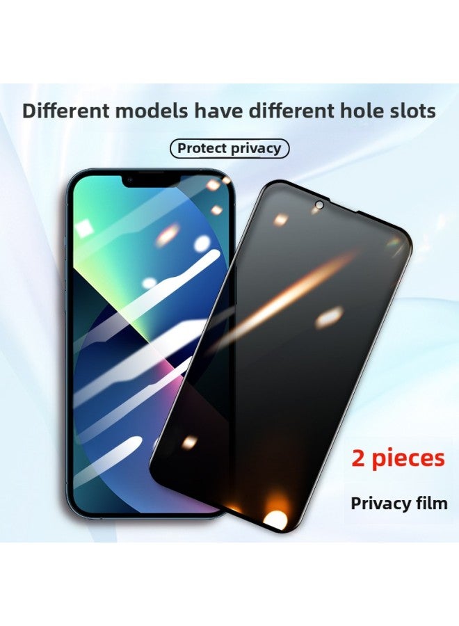 For Iphone 13 Tempered Film For Iphone15 Mobile Phone Film 14promax Full Screen 11 12 Coverage Xs Max-Colour:Curved Diamond Tempered Film 【black Edge Privacy Protection】 2 Pieces★Send A Magical Film Sticker-Size:For Iphone 15 - Image 1
