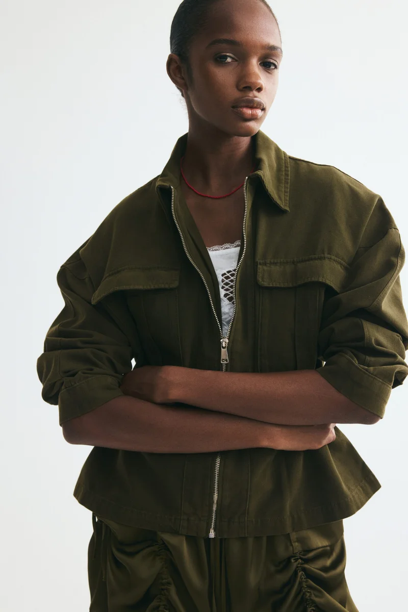 Drawstring-detail utility jacket