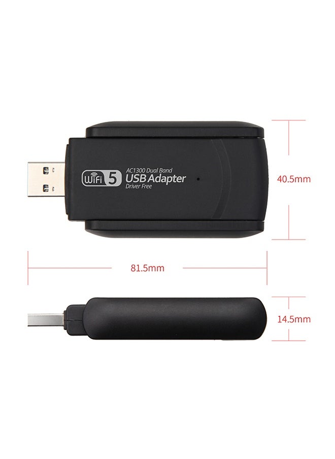 Wireless USB WiFi Adapter, 1300Mbps Dual Band 2.4/5Ghz Wireless Network External Receiver, for PC/Laptop/Desktop