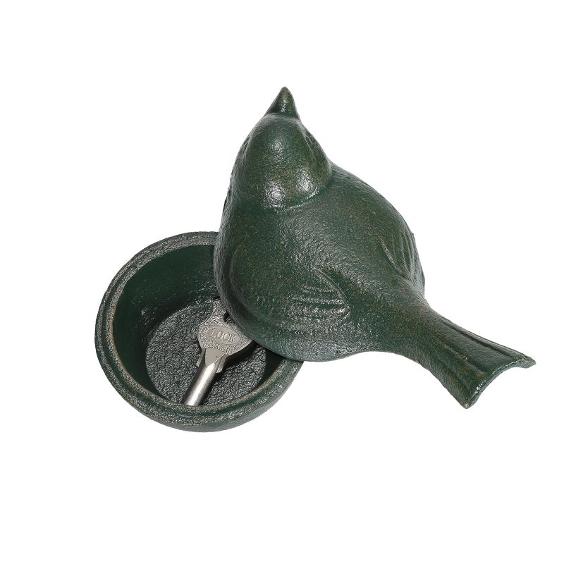 JUXYES JUXYES Bird Cast Iron Key Hider Outside Spare Door Key Box Outdoor Small Garden Statues Ornament Bird Indoor Decoration Jewelry Trinkets Box for Key Ear Studs Ring Paper Clip 