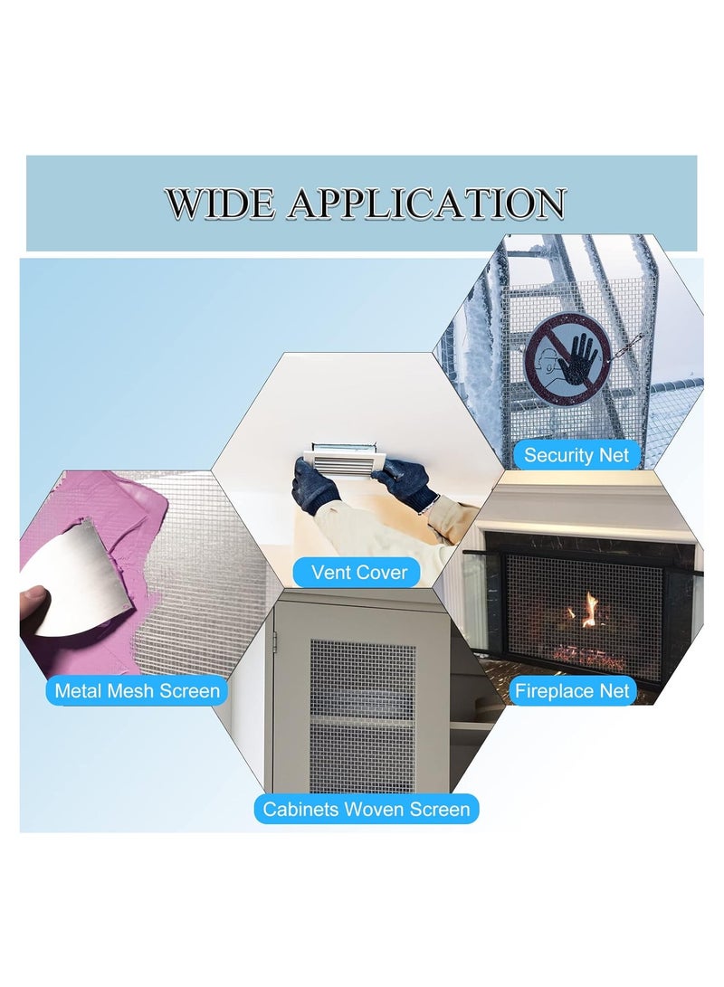 4 حزمة من شبكات الفولاذ المقاوم للصدأ 304 الاحترافية، ثقب 1 مم، مقاومة للصدأ، 20 شبكة فولاذية، شبكة متعددة الاستخدامات، شبكة معدنية لمشاريع الأعمال اليدوية، للنوافذ أو المطبخ أو الحمام، 210 مم × 300 مم - Image 4